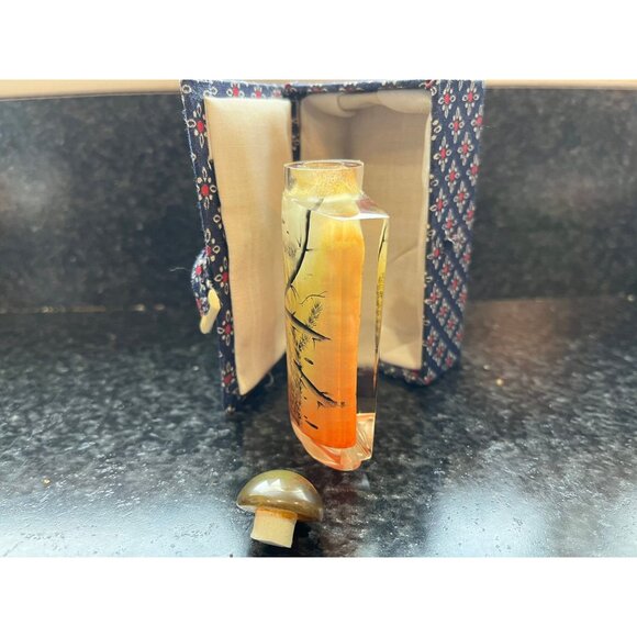 Vtg Double Sided Reverse Glass Painting Chinese Snuff Bottle Glass Signed - Picture 6 of 10